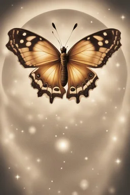 Light brown butterfly illuminated in space