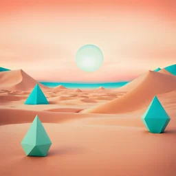 Surreal geometric in a desert, colors, soft