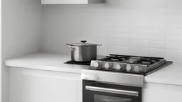 realistic gas stove active for cooking in a modern kitchen