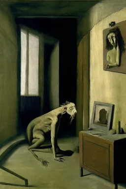 a chimera in a liminal room depicted by balthus