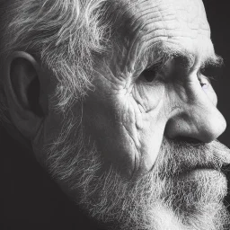 moody charcoal side profile portrait of an old man, side on profile, studio photography, artistic black and white profile photograph, delicate, highly detailed, chiaroscuro, beautiful composition, delicate arrangement, aesthetic, soft lighting, tender