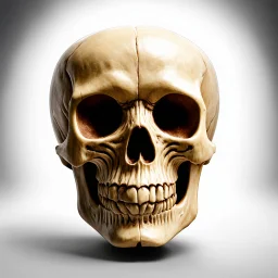 ANATOMICALLY CORRECT digital photograph of the SKULL OF A freshly skinned SMILEY FACE with fine line, highly detailed, high resolution, horrorcore, photorealisitc, awardwinning, action shot, matte, studio lighting, magazine cover