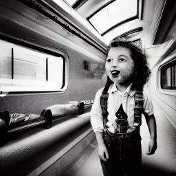 surreal child in a train in style of salvador dali painting