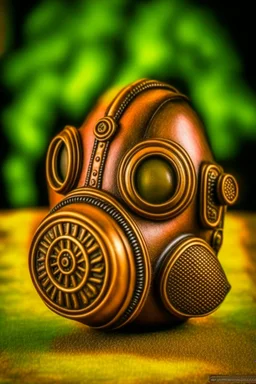 warrior portrait, Bronze metal gas-mask, comic style