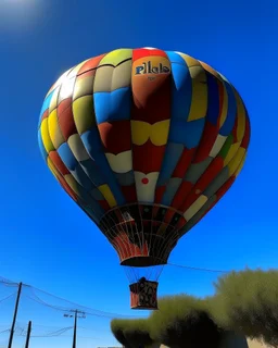 A photorealistic image of a hot air balloon at balloon fiesta in Albuquerque