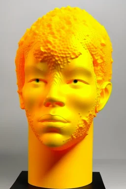 Yellow rubber face with rubber effect in all face with orange sponge rubber effect hair