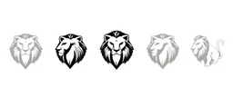 lion like those on crests, black and white simplified vector logo