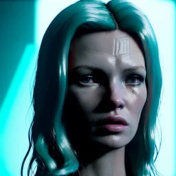 young kate moss, blonde replicant woman, blade runner style, rain, fog, neon ambient, gradient color, clean skin, circuits, latex coat, cyber punk, neon, tubes, portrait, studio photo, unreal engine 5, smooth color, 16 bit, god lights, ray tracing, RTX, lumen lighting, ultra deatail, volumetric lighting, 3d, finely drawn, hd.