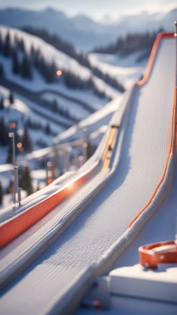 a knitted ski jump arena, bokeh like f/0.8, tilt-shift lens 8k, high detail, smooth render, down-light, unreal engine, prize winning