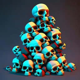 Cartoon of skulls stacked 4k