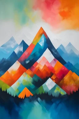 Generate a captivating canvas painting inspired by 'Triangular Peaks.' Paint mountain-like triangles in varying heights and sizes to convey a dynamic landscape. Use a canvas size of [choose size] to ensure the visual impact is felt.