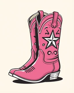 a pair of cowgirl boots with a large star in the pattern on the sides. Vector illustration