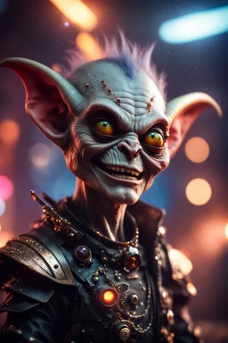 the most effective war paint, portrait of ultimate transcendent happy chat gremlin vampire alien chieftain punk with spotlights, in front of space portal dimensional glittering device, bokeh like f/0.8, tilt-shift lens 8k, high detail, smooth render, down-light, unreal engine, prize winning