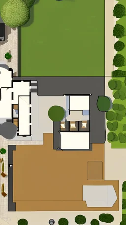 Make a floorplan of a back and front garden using the image as inspiration