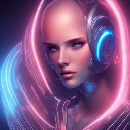 cyber, head, women, portrai, tron