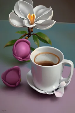 coffee cup with magnolias