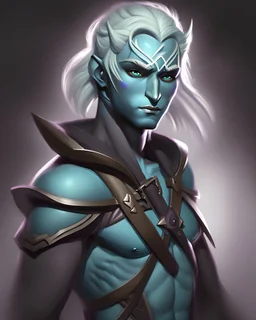 a portrait of a fantasy male drow ranger, painted by Mike Saas