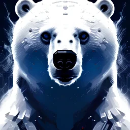 Polar Bear white and black abstract, centered, looking at the camera, approaching perfection, dynamic, moonlight, highly detailed, digital painting, artstation, concept art, smooth, sharp focus, illustration, art by Carne Griffiths and Wadim Kashin