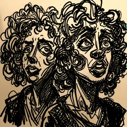 <https://s.mj.run/PrAtlEsO-1M> a drawing of two women's sketched on paper, in the style of quirky expressions, rusticcore, chiaroscuro sketches, yosuke ueno, rough clusters, close up, comical caricatures