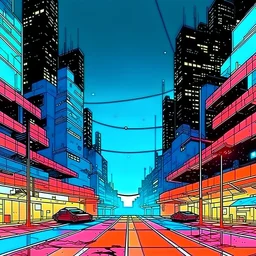 cyberpunk retro futuristic empty space in the city for comics for comics