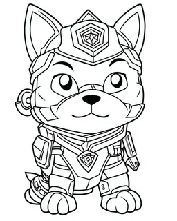 outline art for Zuma From Paw Patrol coloring page, Japanese manga style, cartoon style, cute face, white background sketch style, full body is a must, only use outline, clean line art, no shadow, bold outline