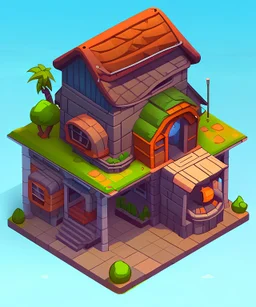 isometric house, RPG style, cartoony, DnD, fantasy, mobile game
