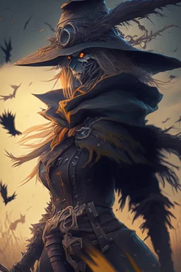 scarecrow witch hunter from warhammer, anime style, depth of field, nvidia graphics, lightrays, trending art, movie poster