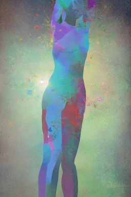 Full body portrait, painting, medium shot lady volumetric silhouette