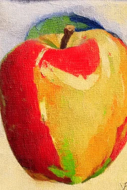 Abstract impasto oil painting of an apple,centred