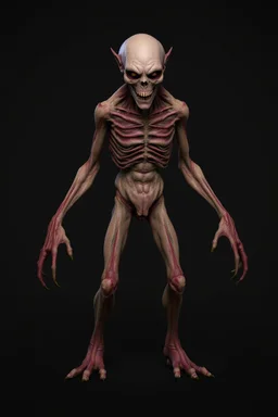 humanoid monster for a horror , silent hill style, creepy, 3d model, t-pose, full lenght