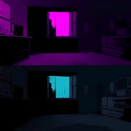 comicbook, panels, cartoonish colors, in the left panel, a tv in a minimalist room setting, (in the right panel, a tv (side angle view:1.2)of the tv), background is a haunting dimly lit, decrepit room.The atmosphere should be chilling, with shadows and decay adding to the eerie ambiance, vibrant palette, volumetric lighting