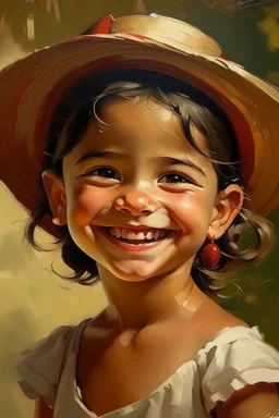 cuban little girl from the front smiling portret painting neoclassism