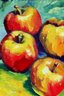 Abstract impasto oil painting of an apples cezanne