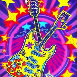 PEACE electric guitar PEACE psychedelic hippie trippy acid LSD PEACE GUITAR peacesign HIPPIE FLAG '60s Pop Artist Peter Max