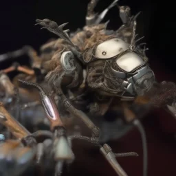 horror, swarming mechanical robotic insects, bugs, cockroaches, flies, spiders, ticks, parasites screaming person, pain, decay