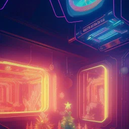 Mary christmas,cyberpunk 2077,center composition, ultra realistic, shiny, smooth, studio quality, octane render, Surrealism, Triadic colour scheme,glow-stick, ambient lighting,nightclub lighting, polaroid, 100mm, --ar 1:1 --v4