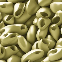 An olive kernel-inspired sculpture, rendered in a contemporary, abstract style.