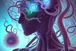 Spiritual being with Tentacles wrapping around brain cells