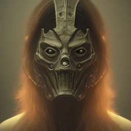 Mystery scary mask,Ambiance dramatique, dramatic lighting, volumetric lighting, hyperrealisme, 8k, high quality, lot of details, fit within portrait