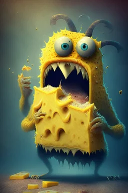 monster eating cheese