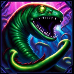 90's tcg fantasy art electric eel glowing eyes and underwater