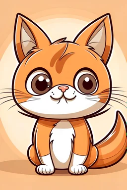 Draw a cute cartoon character of a cat to use in calouring book