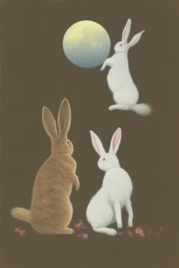 Two rabbits in the moon