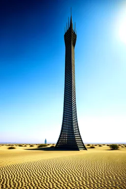infinitely tall tower in a desert