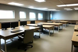 Desks for 10 employees. The walls and furniture will be brown, and the desks