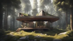 a house in the middle of a forest, a digital rendering by Afewerk Tekle, behance contest winner, photorealism, vray, vray tracing, photorealisticg