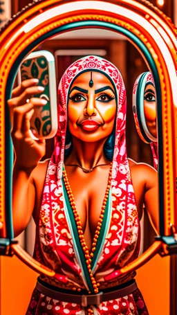 (((((((((petite arab woman puts on two piece bathing suit with delicate straps and takes mirror selfie), modelshoot style, (,photo of the most beautiful woman in the world, professional majestic (photography by Steve McCurry), 8k uhd, dslr, soft lighting, high quality, (film_grain:1