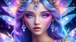 macro photorealistic portrait, sparkling magical fantasy crystal fairy , very detailed, amazing quality, intricate, cinematic light, highly detail, beautiful, surreal, dramatic, galaxy fantasy colors, <lora:SDXLFaeTastic2400:0.3>