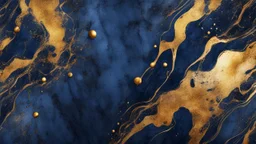 Hyper Realistic Navy-Blue, Golden-&-Black-marble-background with glowing-embers & white-scratch-marks vignette-effect