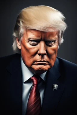 Portrait of Donald trump, half skeleton and half human
